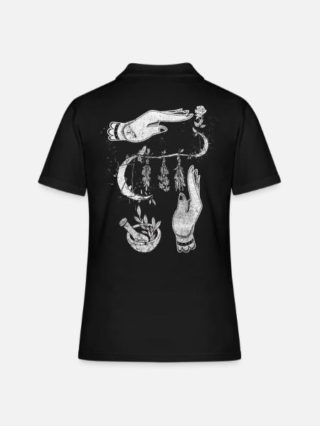Kräutergarten Gärtner Gothic Okkult Witch Kräuter - Frauen Polo Shirt - Schwarz