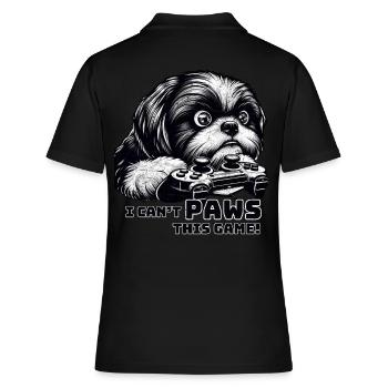 ShihTzu lover, computer game freak, gamers - Women's Polo Shirt - black - Back - Ailine (174cm)