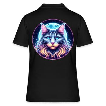 Maine Coon Katze - Frauen Polo Shirt - Schwarz - Hinten - Ailine (174cm)