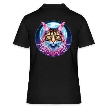 Maine Coon Katze - Frauen Polo Shirt - Schwarz - Hinten - Ailine (174cm)