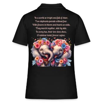 Couple d’amour d’éléphants de fierté avec poème - Polo Femme - noir - Dos - Ailine (174cm)