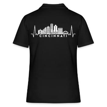 Herzschlag Skyline USA Cincinnati - Frauen Polo Shirt - Schwarz - Hinten - Ailine (174cm)