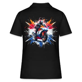 robuste Motorrad T-Shirts niederländischer Patriot - Frauen Polo Shirt - Schwarz - Hinten - Ailine (174cm)