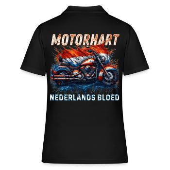 robuste Motorrad T-Shirts Holländische Flagge dreifarbig - Frauen Polo Shirt - Schwarz - Hinten - Ailine (174cm)