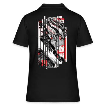 Warrior cyberpunk Géométrique rouge blanc japan - Polo Femme - noir - Dos - Ailine (174cm)