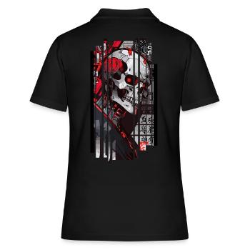Cyborg Schädel Kanji - Frauen Polo Shirt - Schwarz - Hinten - Ailine (174cm)