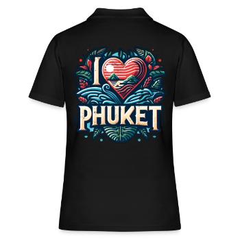 I love Phuket - Frauen Polo Shirt - Schwarz - Hinten - Ailine (174cm)