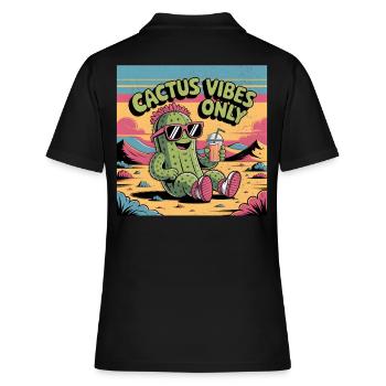 Cactus Vibes Only - Frauen Polo Shirt - Schwarz - Hinten - Ailine (174cm)