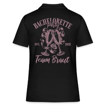 Bachelorette Party 2025 Team Braut Name eintragen - Frauen Polo Shirt - Schwarz - Hinten - Ailine (174cm)
