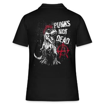 T-Rex - Punks not dead - Punk Dinosaur - Women's Polo Shirt - black - Back - Ailine (174cm)