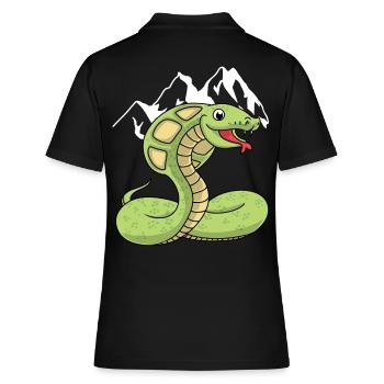 Gebirge Wildnis Schlange Boa Kobra Wildtier Natur - Frauen Polo Shirt - Schwarz - Hinten - Ailine (174cm)