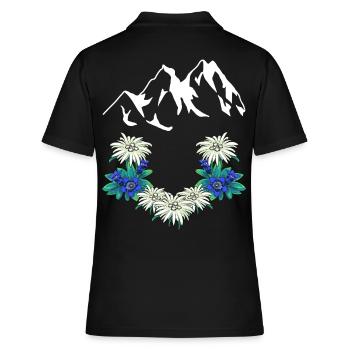 Autriche Suisse Montagnes Montagnes Gentiane Edelweiss - Polo Femme - noir - Dos - Ailine (174cm)