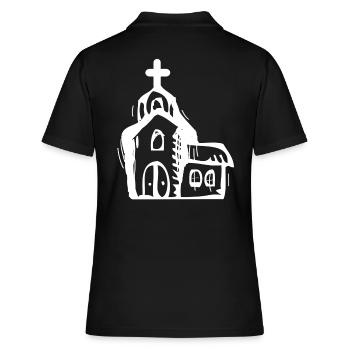 Kirche - Frauen Polo Shirt - Schwarz - Hinten - Ailine (174cm)