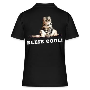 Katze – Bleib cool - Frauen Polo Shirt - Schwarz - Hinten - Ailine (174cm)