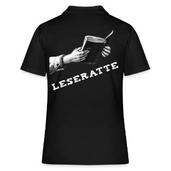Buch – Leseratte - Frauen Polo Shirt - Schwarz - Hinten - Ailine (174cm)