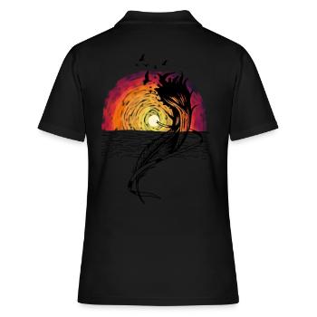 Ozean Wasservögel Sonnenuntergang Naturliebhaber - Frauen Polo Shirt - Schwarz - Hinten - Ailine (174cm)