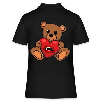 Teddy Herz Vampir Horror Halloween Blutsauger - Frauen Polo Shirt - Schwarz - Hinten - Ailine (174cm)
