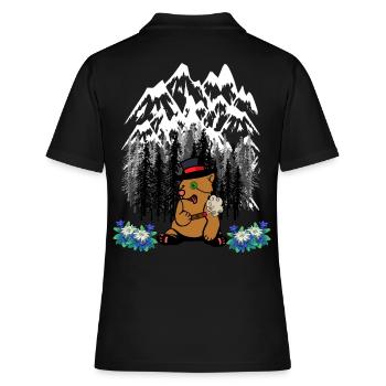 Waldtiere Waldtiere Natur genießen Urlauber Bär - Frauen Polo Shirt - Schwarz - Hinten - Ailine (174cm)