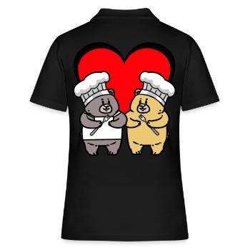Teddybär Koch Geburtstagsgeschenk Köchin kochen - Frauen Polo Shirt - Schwarz - Hinten - Ailine (174cm)