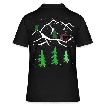 Winter Gebirge Hütte Einsamkeit Christmas Schnee - Frauen Polo Shirt - Schwarz - Hinten - Ailine (174cm)
