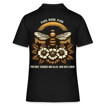 Bienenliebhaber: Flieg, Biene– Für die Natur - Frauen Polo Shirt - Schwarz - Hinten - Ailine (174cm)
