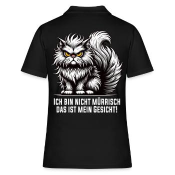 Genervte Katze: "Ich bin nicht mürrisch" - Frauen Polo Shirt - Schwarz - Hinten - Ailine (174cm)