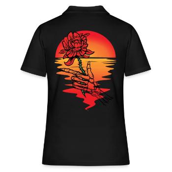 Sonne Blume Tod Skelett Sonnenuntergang Jenseits - Frauen Polo Shirt - Schwarz - Hinten - Ailine (174cm)