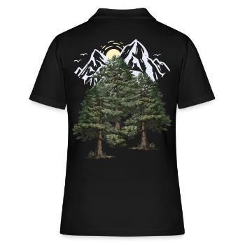nature sauvage, montagnes, nature, forêt, pins, sapins, arbres - Polo Femme - noir - Dos - Ailine (174cm)