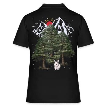 Alpen Hase Winter Schneefall Weihnachten Kaninchen - Frauen Polo Shirt - Schwarz - Hinten - Ailine (174cm)