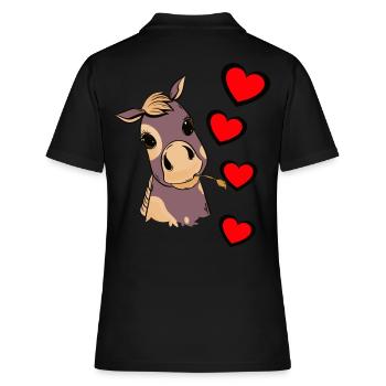Fohlen Baby Pferd Herz Kind Geburtstagsgeschenk - Frauen Polo Shirt - Schwarz - Hinten - Ailine (174cm)