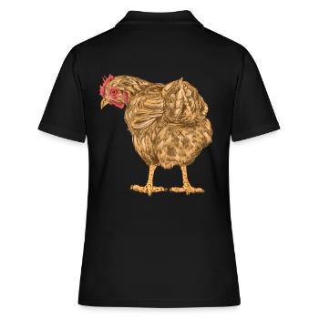 Poulet Volaille Volaille Ferme Oeufs d’oiseaux Bio - Polo Femme - noir - Dos - Ailine (174cm)