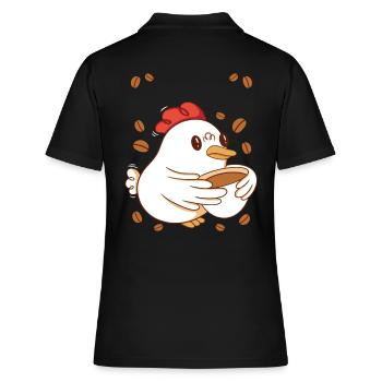 Pause-café Caféine Poulet Petit-déjeuner Early Bird - Polo Femme - noir - Dos - Ailine (174cm)