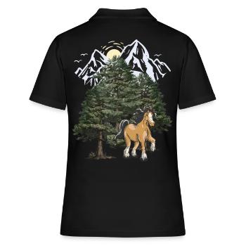 Montagnes, Montagnes, Cheval, Forêt-Noire, Tyrol, Alpes - Polo Femme - noir - Dos - Ailine (174cm)