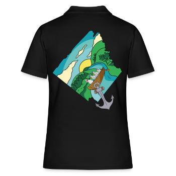 Oma Huhn Boot Bach runter Fantasy Geflügel Ausflug - Frauen Polo Shirt - Schwarz - Hinten - Ailine (174cm)