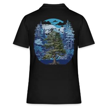 Baum Wald Natur Wildnis Laubbaum Tanne Kiefern - Frauen Polo Shirt - Schwarz - Hinten - Ailine (174cm)