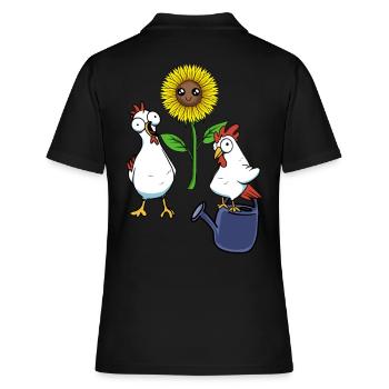 poulets, jardinier amateur, jardinage, jardinage, fleur - Polo Femme - noir - Dos - Ailine (174cm)