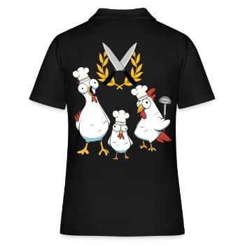 Hobbyköche Hühner Federvieh Koch Restaurant Lokal - Frauen Polo Shirt - Schwarz - Hinten - Ailine (174cm)