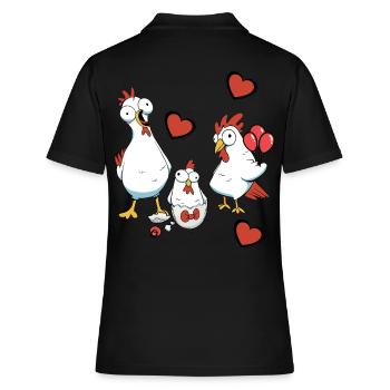 Grossesse, Naissance, Famille, Poulet, Coquille D’oeuf, Oeuf - Polo Femme - noir - Dos - Ailine (174cm)