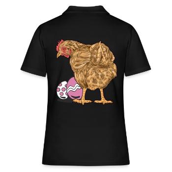 Huhn Federvieh Geflügel Eier Ei Ostern Osterei - Frauen Polo Shirt - Schwarz - Hinten - Ailine (174cm)