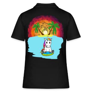 Licorne Mers du Sud Vacances Océan Île Détresse Mer Lac - Polo Femme - noir - Dos - Ailine (174cm)