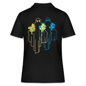 Geist Geister Gespenster Gespenst Spuk Natur - Frauen Polo Shirt - Schwarz - Hinten - Ailine (174cm)