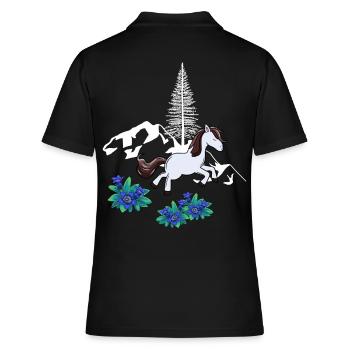 Cheval, Nature, Montagnes, Cheval Sauvage, Poney - Polo Femme - noir - Dos - Ailine (174cm)