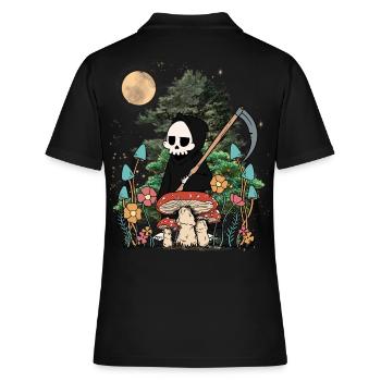 Natur Geist Gespenst Halloween Pilze Nacht Spuk - Frauen Polo Shirt - Schwarz - Hinten - Ailine (174cm)