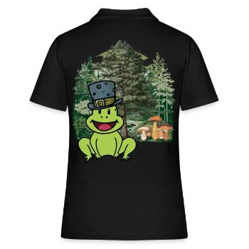 Habitant de la forêt, crapaud, chapeau, grenouille, animaux de la forêt, enfant - Polo Femme - noir - Dos - Ailine (174cm)