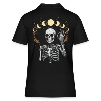 Mond Geist Skelett Geisterstunde Halloween Spuk - Frauen Polo Shirt - Schwarz - Hinten - Ailine (174cm)