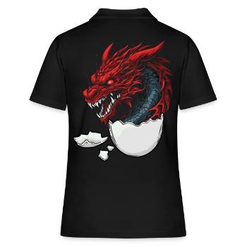 Drache Drachen Ei Eier Fantasy Fabelwesen Fabel - Frauen Polo Shirt - Schwarz - Hinten - Ailine (174cm)