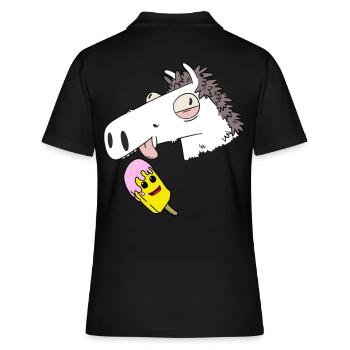 Pferd Sommer Eiskrem Hunger naschen Erfrischung - Frauen Polo Shirt - Schwarz - Hinten - Ailine (174cm)