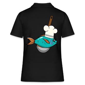 Poisson Poisson Chef Chapeau De Soupe Louche - Polo Femme - noir - Dos - Ailine (174cm)