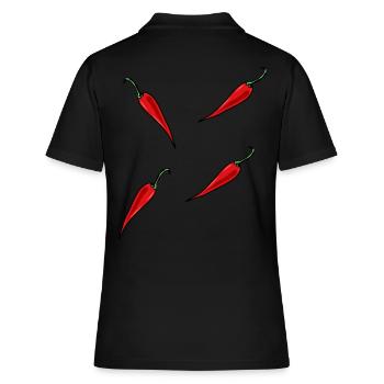 Paprika Chilli Peperoni Gewürz - Frauen Polo Shirt - Schwarz - Hinten - Ailine (174cm)