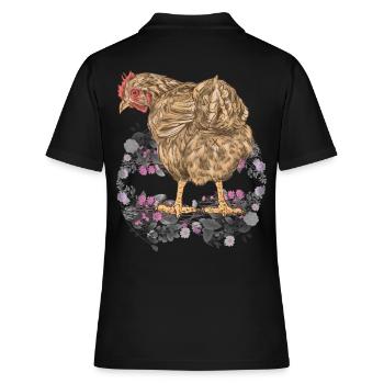 Printemps, Pâques, Poulet, Volaille, Nature, Volaille - Polo Femme - noir - Dos - Ailine (174cm)